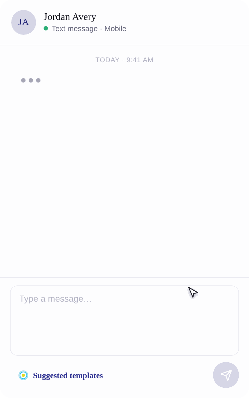 Intiveo Chat during business hours — suggested templates UI
